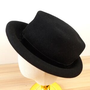 Vintage Wool Felt Bowler Hat Mens Black Derby Edwardian Homburg ROBERT BULLOCK